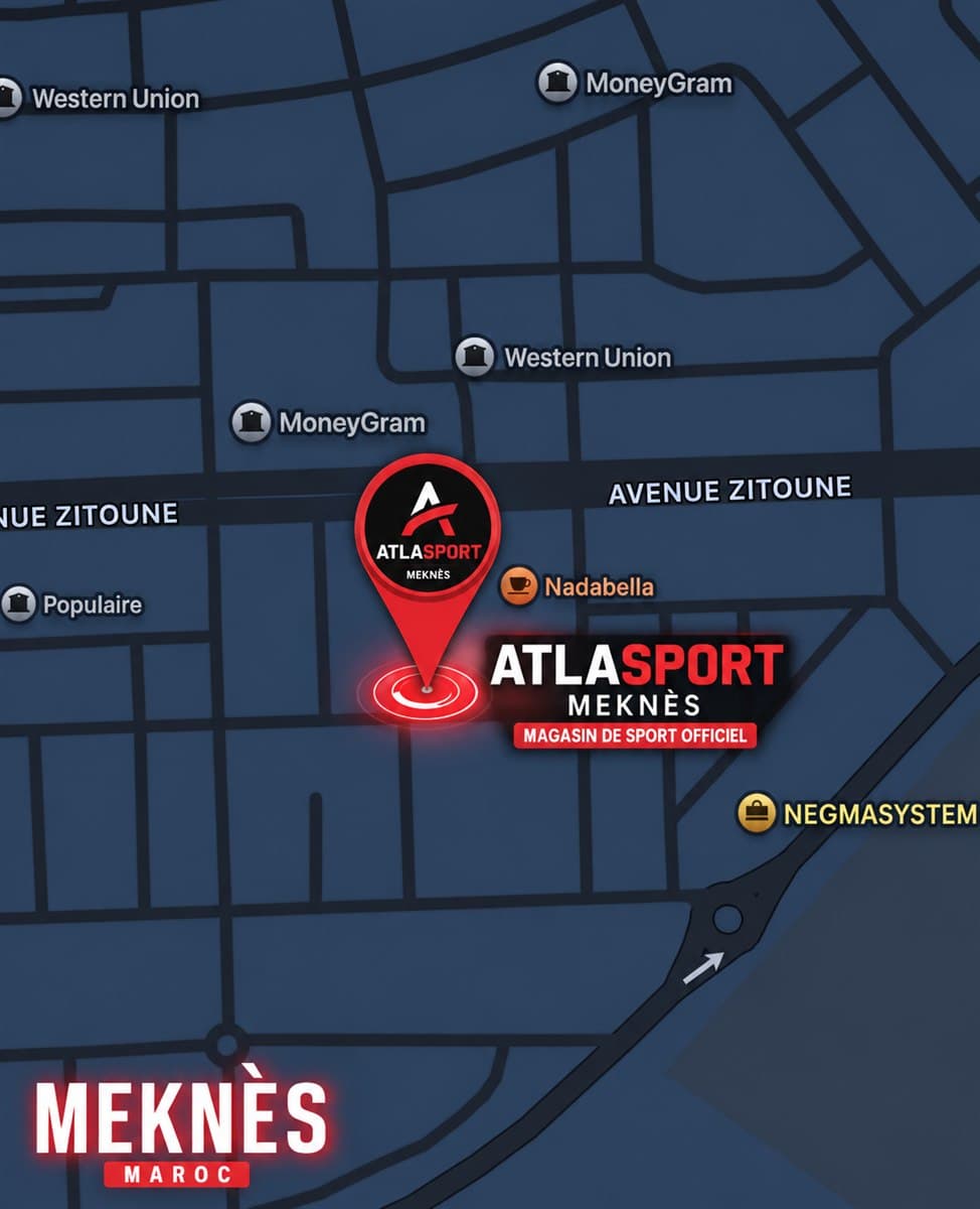 Plan d'accès au magasin Atlasport, avenue Zitoune à Meknès